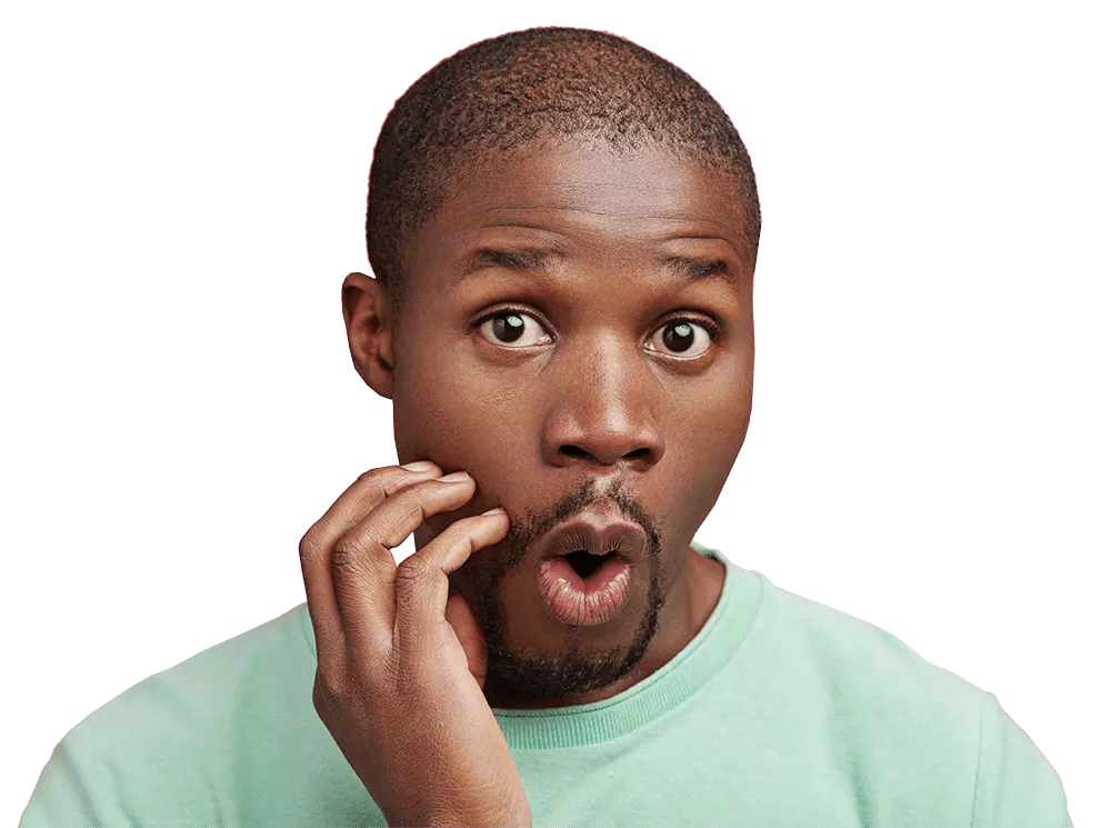 A surprised looking man